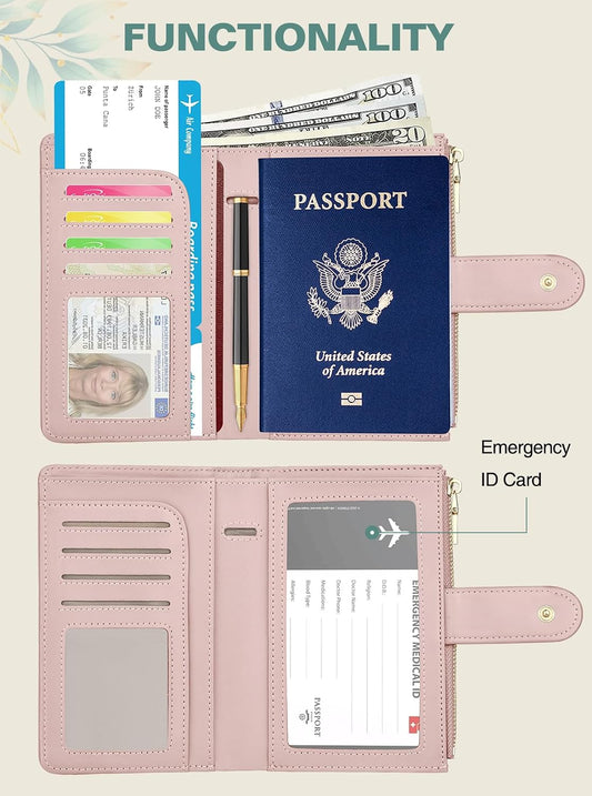 RFID Passport Holder for Travel, Leather Passport Cover Travel Wallet