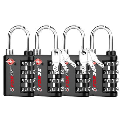 Forge Dual-Opening: Key or Combination Lock, TSA Approved Lock for Luggage, Pelican case, Travel, Gym, School,Luggage Combination Lock,Travel Bag Lock (Black 2 Pack)