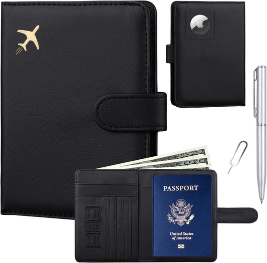 GOAUS Passport Holder for Travel with AirTag Slot, Passport Book Wallet