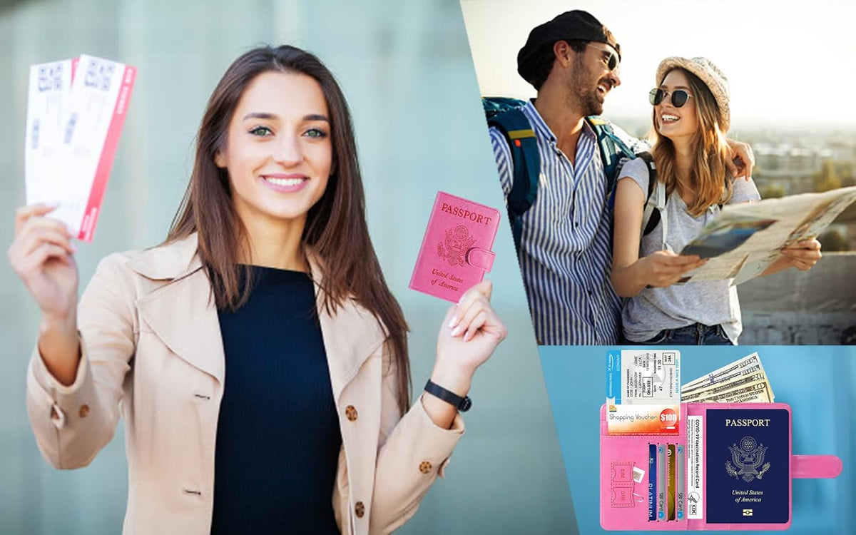 Passport Holder Cover Wallet RFID Blocking, Travel Essentials