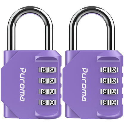 Puroma 2 Pack Combination Lock Locker 4 Digits Combo Padlock Gym Pink