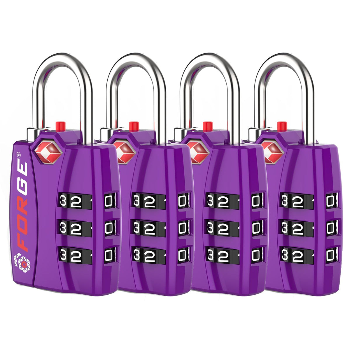 Forge TSA Approved Luggage Locks, Open Alert TSA Locks, Black, 4 Pack