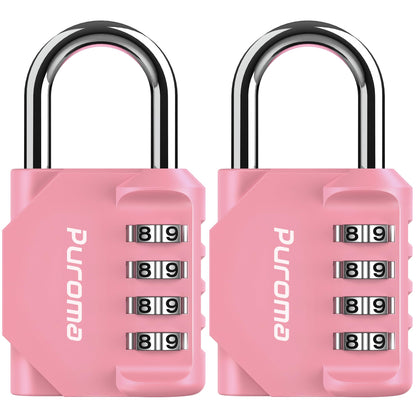 Puroma 2 Pack Combination Lock Locker 4 Digits Combo Padlock Gym Pink