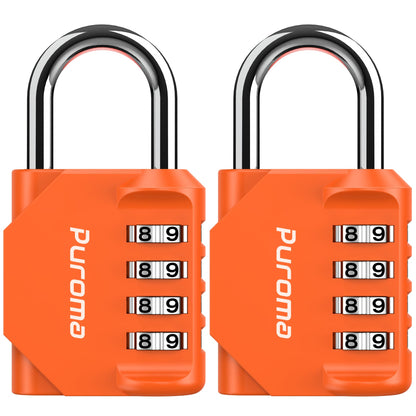 Puroma 2 Pack Combination Lock Locker 4 Digits Combo Padlock Gym Pink