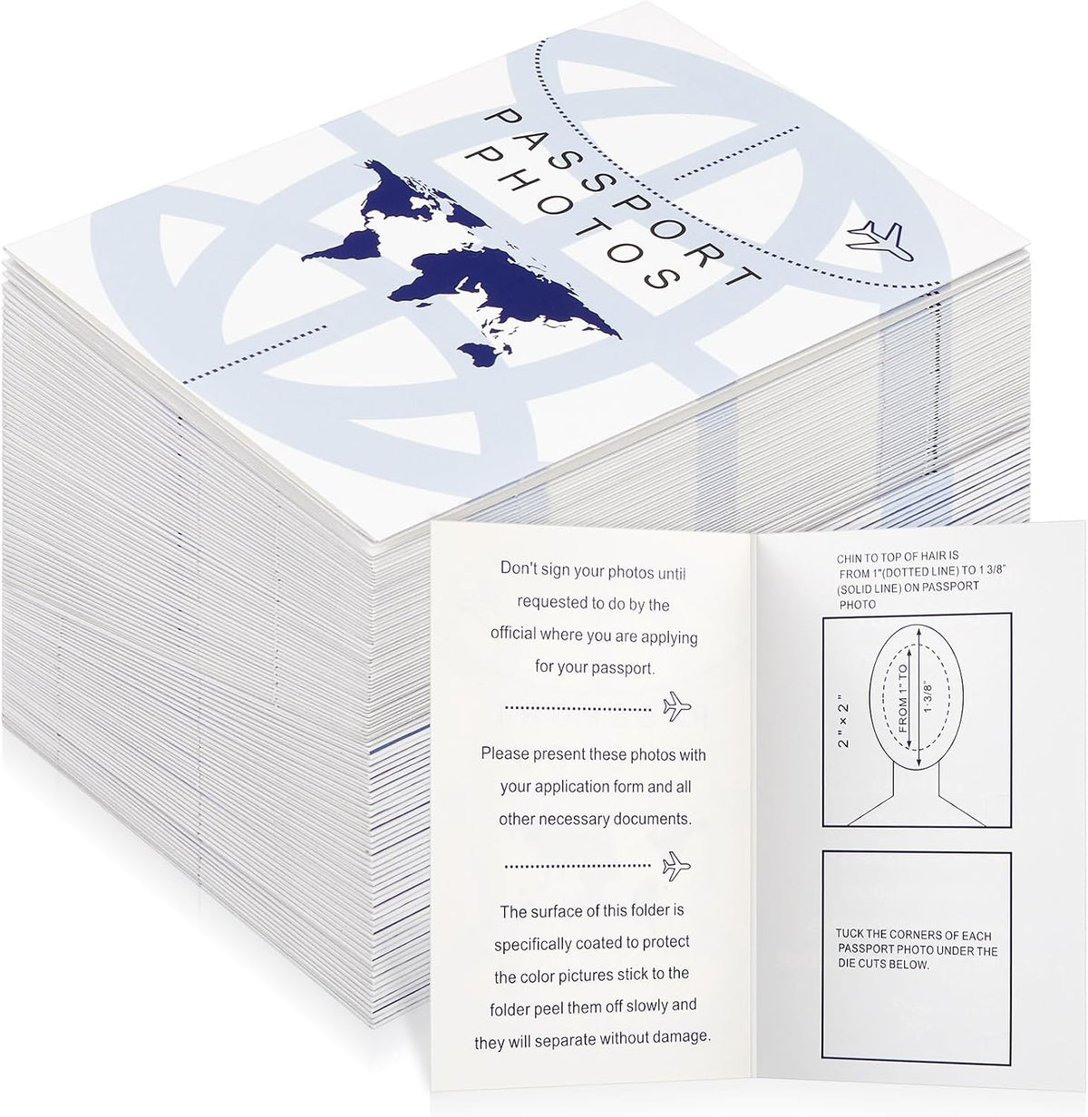 200 Pcs Thick Passport Photo Holder 5.31 x 3.54 Inches Passport Picture Folders with Compartment for 2 x 2 Print, Picture Display Safely for Office, Customers Deliver Pictures, Travel