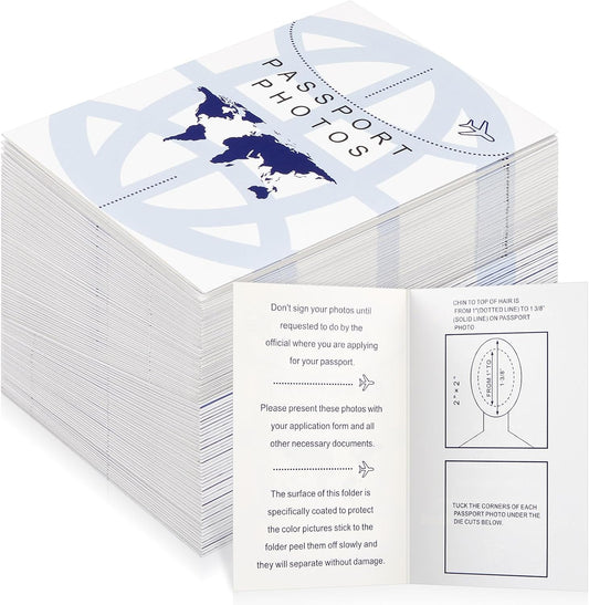 200 Pcs Thick Passport Photo Holder 5.31 x 3.54 Inches Passport Picture Folders with Compartment for 2 x 2 Print, Picture Display Safely for Office, Customers Deliver Pictures, Travel