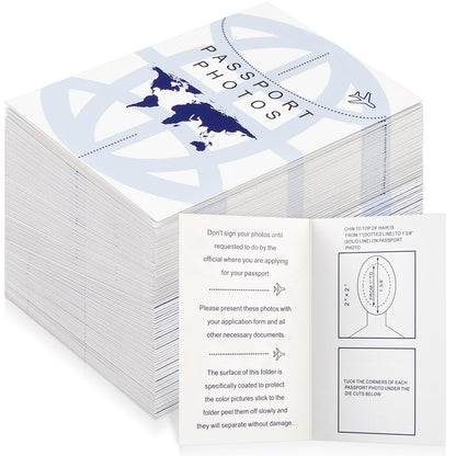 200 Pcs Thick Passport Photo Holder 5.31 x 3.54 Inches Passport Picture Folders with Compartment for 2 x 2 Print, Picture Display Safely for Office, Customers Deliver Pictures, Travel