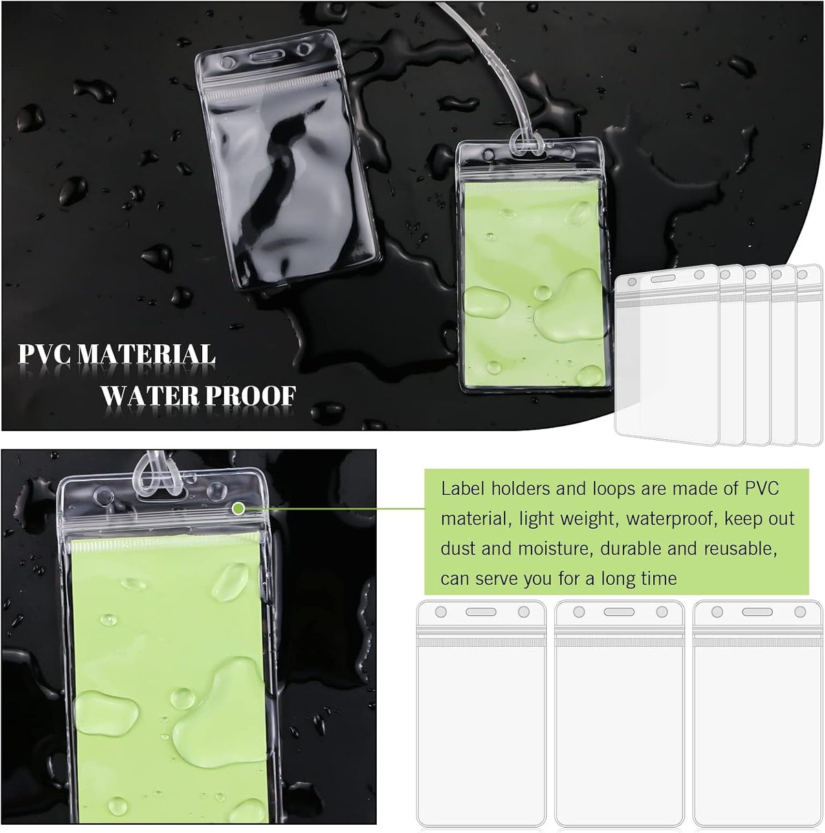 100 Pack Clear Plastic ID Badge and Luggage Tag Holders