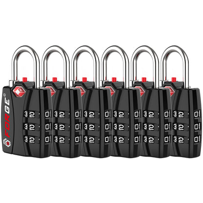 Forge TSA Approved Luggage Locks, Open Alert TSA Locks, Black, 4 Pack