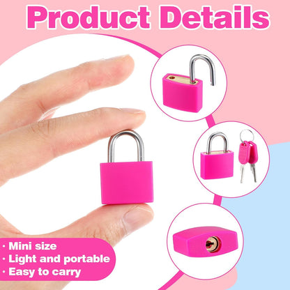 24 Pcs Multicolor Small Luggage Locks with Keys, Mini Locker Lock, Metal Suitcase Locks, Plastic-Covered Copper Keyed Padlock for Locker, Suitcase, Boxes (8 Colors)