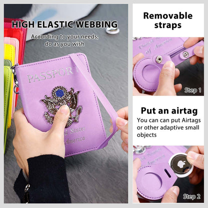 Passport Holder for Travel,Passport Cover Case with RFID (purple)