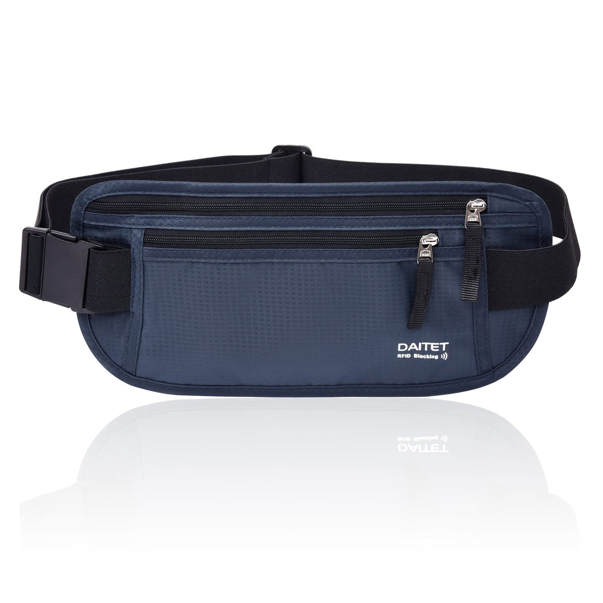 Money Belt - Passport Holder Secure Hidden Travel Wallet with RFID Blocking, Undercover Fanny Pack (Black)