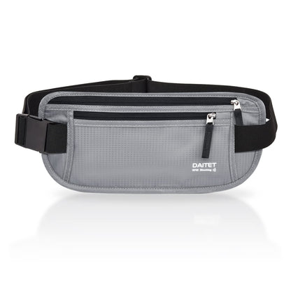 Money Belt - Passport Holder Secure Hidden Travel Wallet with RFID Blocking, Undercover Fanny Pack (Black)