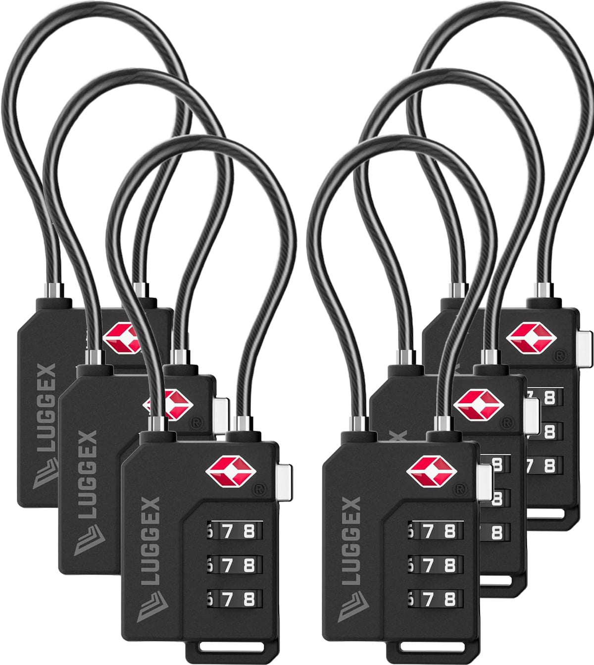 LUGGEX 4 Pack TSA Locks for Luggage, Luggage Locks TSA Approved