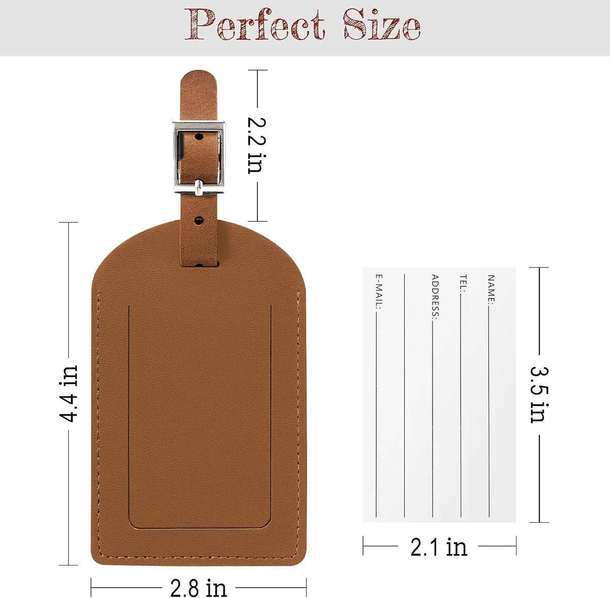 Airkit 2 Pack Genuine Leather Luggage Tags, TSA Approved Suitcase Tags
