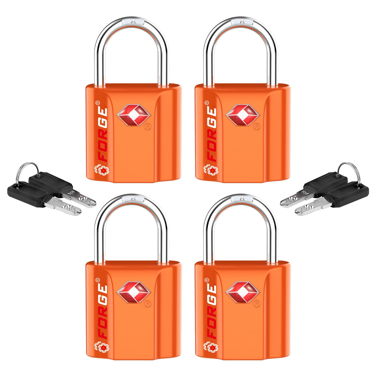 Forge OX 1'' Wide 1.8'' Tall, TSA Approved Luggage Locks: Key Locks for Travel. Ultra Secure Dimple Key Travel Locks Alloy Body. for Luggage, Backpack, Small Toolbox and More. Black 2 Pack.
