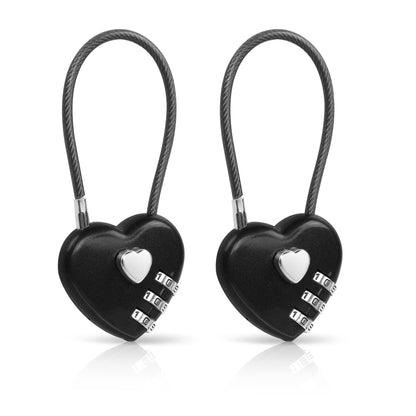 YAODHAOD 2 Pack Combination Lock, 3 Digit Heart Shaped Padlock for School Gym Locker, TSA Approved Cable Luggage Lock, Lock forLocker, Luggage,Fence,Backpack,Valentine Gift (Pink)