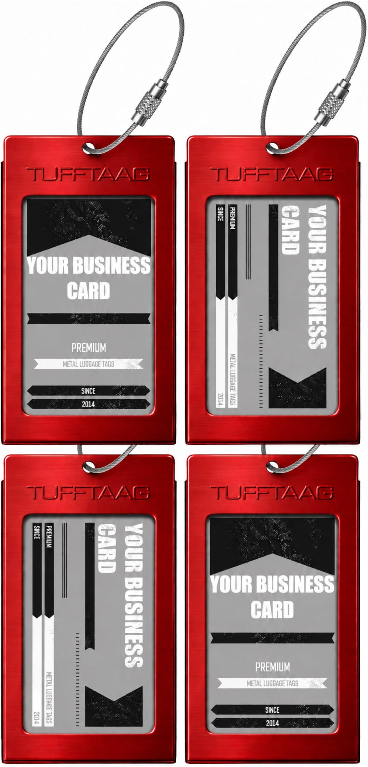 Luggage Tags Business Card Holder by TUFFTAAG - Durable Travel ID Bag Tag, Gunmetal, 2 Tags