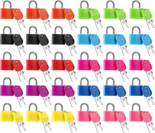 30 PCS Mini Keyed Padlocks Small Brass Suitcase Locks with 2 Keys for Travel Backpack Gym Locker Jewelry Box Drawer 10 Colors