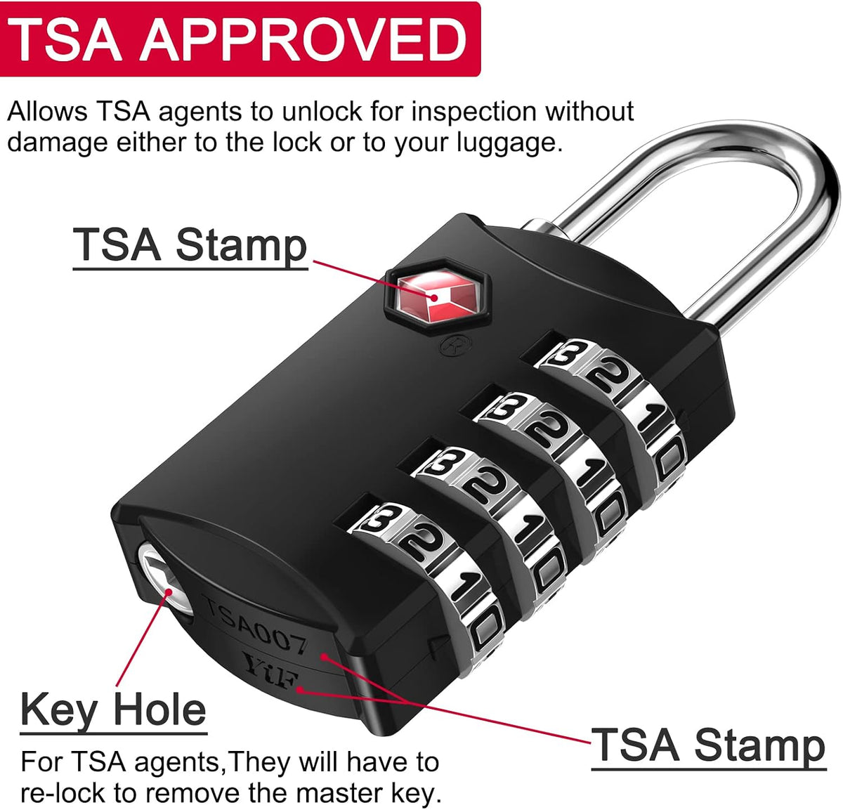 ZHEGE TSA Luggage Lock for Train Travel, 26"L × 0.1"D Cable (2 Pack, Black)