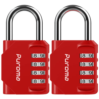 Puroma 2 Pack Combination Lock Locker 4 Digits Combo Padlock Gym Pink