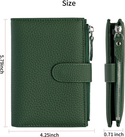 Passport wallet and Card Slot Combo RFID Blocking Leather Travel Passport Wallet for Men and Women with Zippered Coins Pocket Passport holder, Deep Green