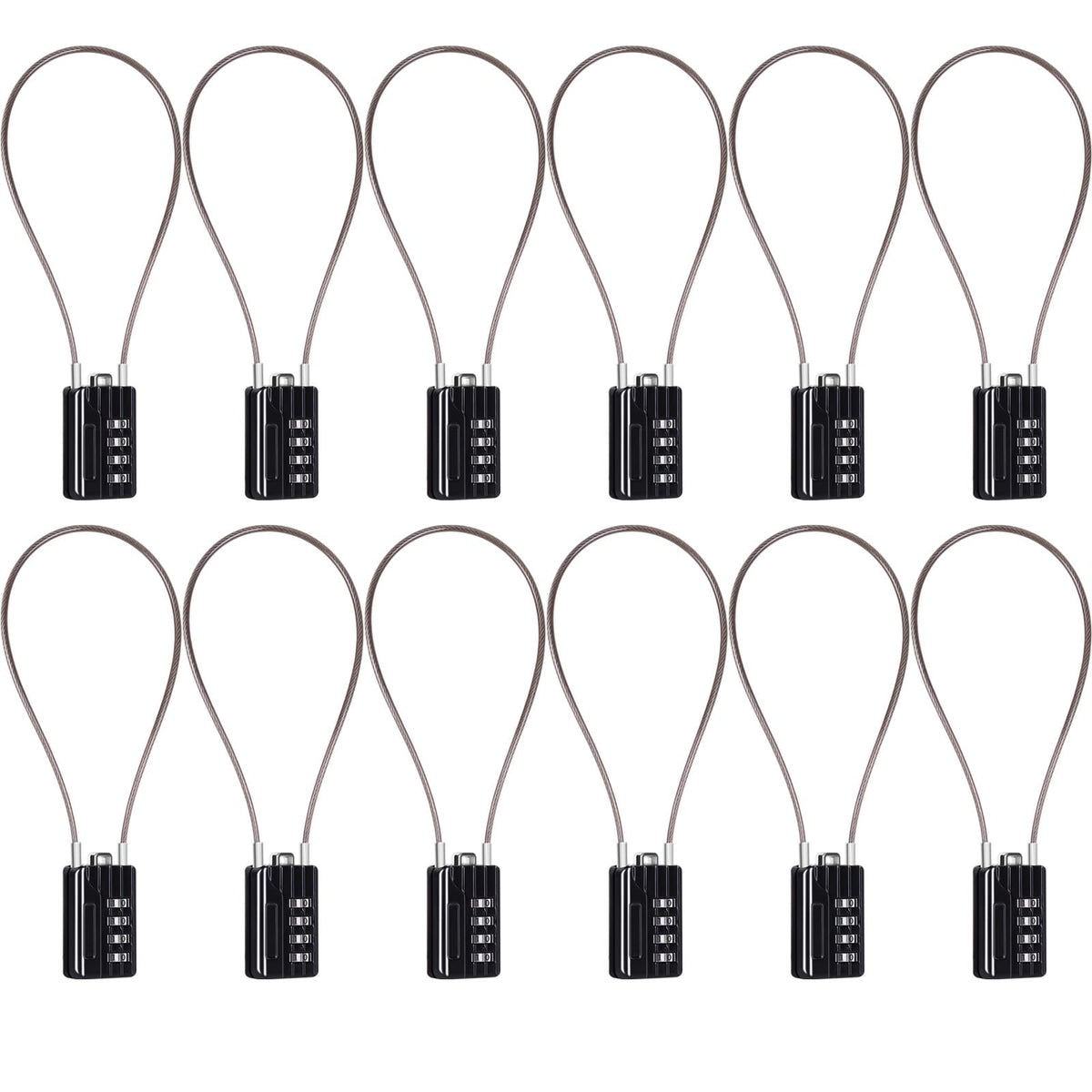 SEPOX® 4 Pcs Resettable Combination Padlock, 1-3/16" Width Body with 32cm Extrem Long Cable, 4 Digit Combo Cable Lock for Suitcase, Travel Bag, Gym Lockers, Filing Cabinets,Pack of 4 Black