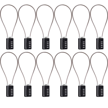 SEPOX® 4 Pcs Resettable Combination Padlock, 1-3/16" Width Body with 32cm Extrem Long Cable, 4 Digit Combo Cable Lock for Suitcase, Travel Bag, Gym Lockers, Filing Cabinets,Pack of 4 Black