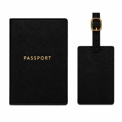 WORD TRAVELER Passport Cover Holder And Luggage Tag Set In Gift Box