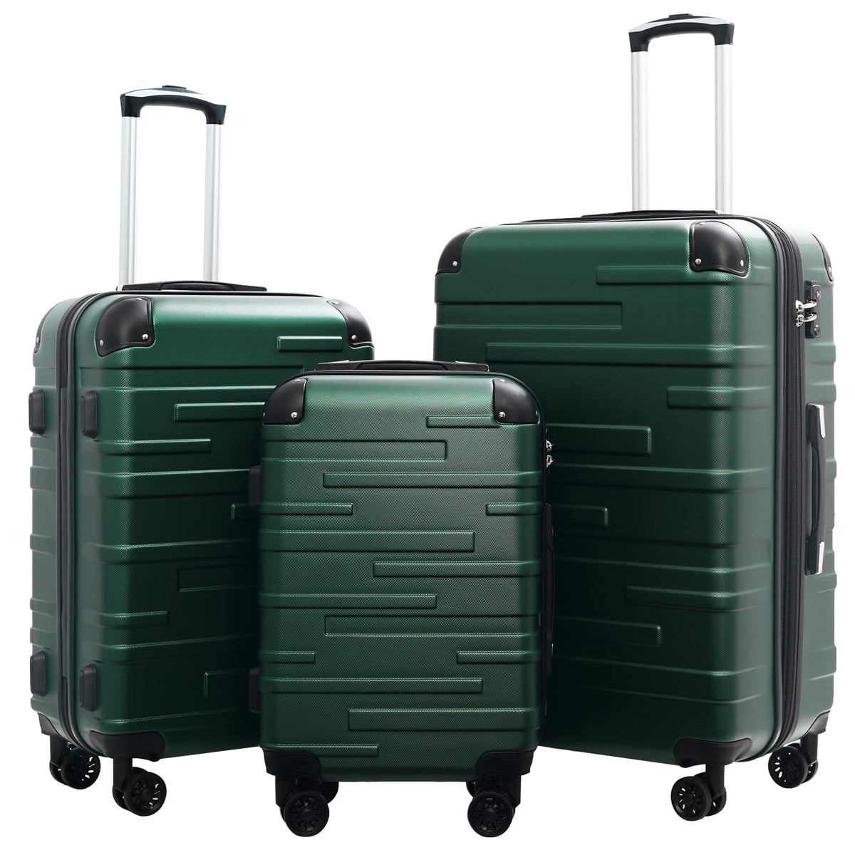 Coolife Hardside ABS Luggage, TSA Lock, Spinner Wheels, 3-Piece Set