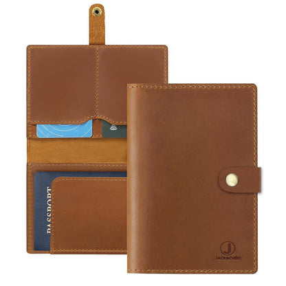 Jack&Chris Leather Passport Holder, Handmade Passport cover, Travel Wallet Cover Case for Men and Women, Leather Travel Documents Organizer Protector, JC107