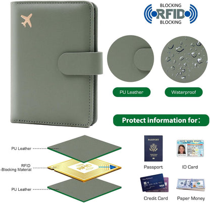 Melsbrinna Premium Leather Passport Holder Covers Case, Waterproof Rfid Blocking Travel Wallet Passport Holder with Pen Holder, Cute Passport Book for Women/Men