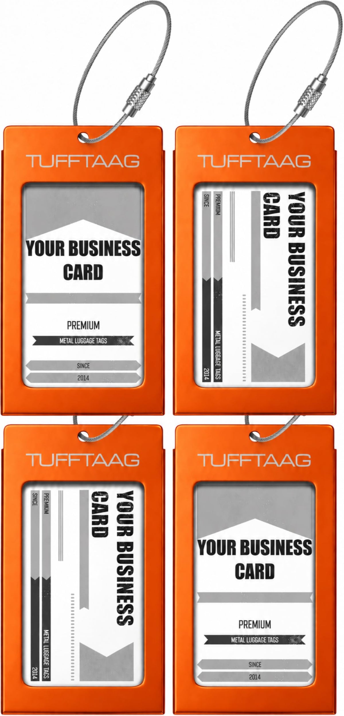 Luggage Tags Business Card Holder by TUFFTAAG - Durable Travel ID Bag Tag, Gunmetal, 2 Tags