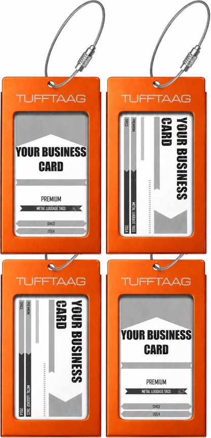 Luggage Tags Business Card Holder by TUFFTAAG - Durable Travel ID Bag Tag, Gunmetal, 2 Tags