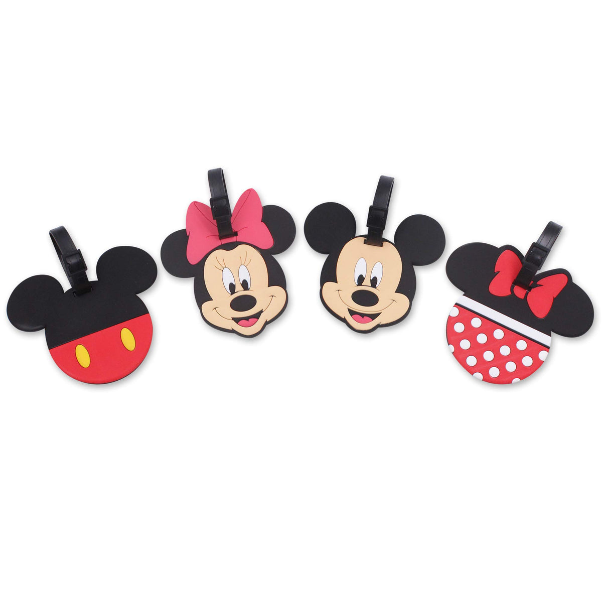 4 Pcs Set White Dog Charlie Brown Silicone Travel Luggage Baggage Identification Labels ID Tag for Bag Suitcase Plane Cruise Ships with Belt Strap