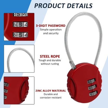 Litoexpe 8 Pcs Combination Cable Lock 8 Colors
