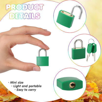 Photect Suitcase Keyed Padlocks Small Metal Luggage, Bright Colors, 15 Pcs