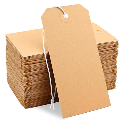 100 Pack White Shipping Tags with Elastic String