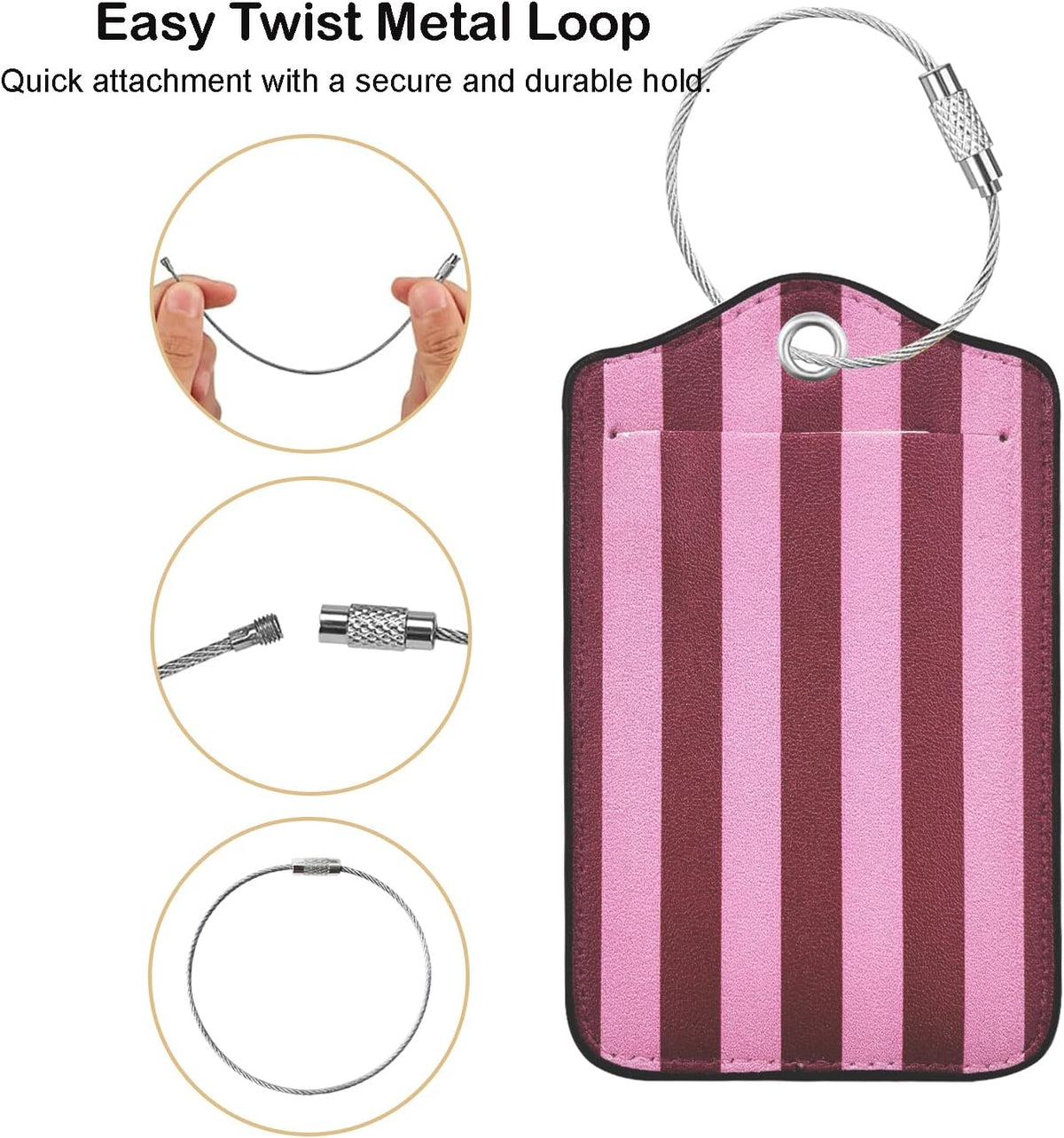 Luggage Tag, Premium Faux Leather Travel ID Tag, Stylish Suitcase Accessory