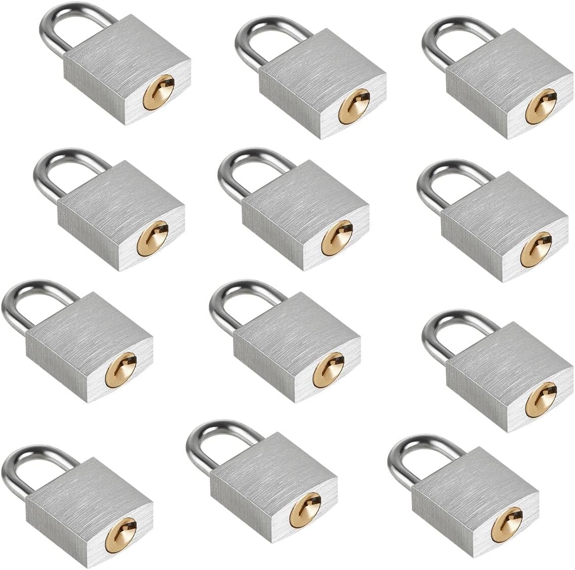 Guliffen Small Aluminum Locks with Keys, 3/4-Inch Body Width Mini Locks with Same Key for Briefcase, Boxe, Lockers, Luggage,Backpack, 12 Pack