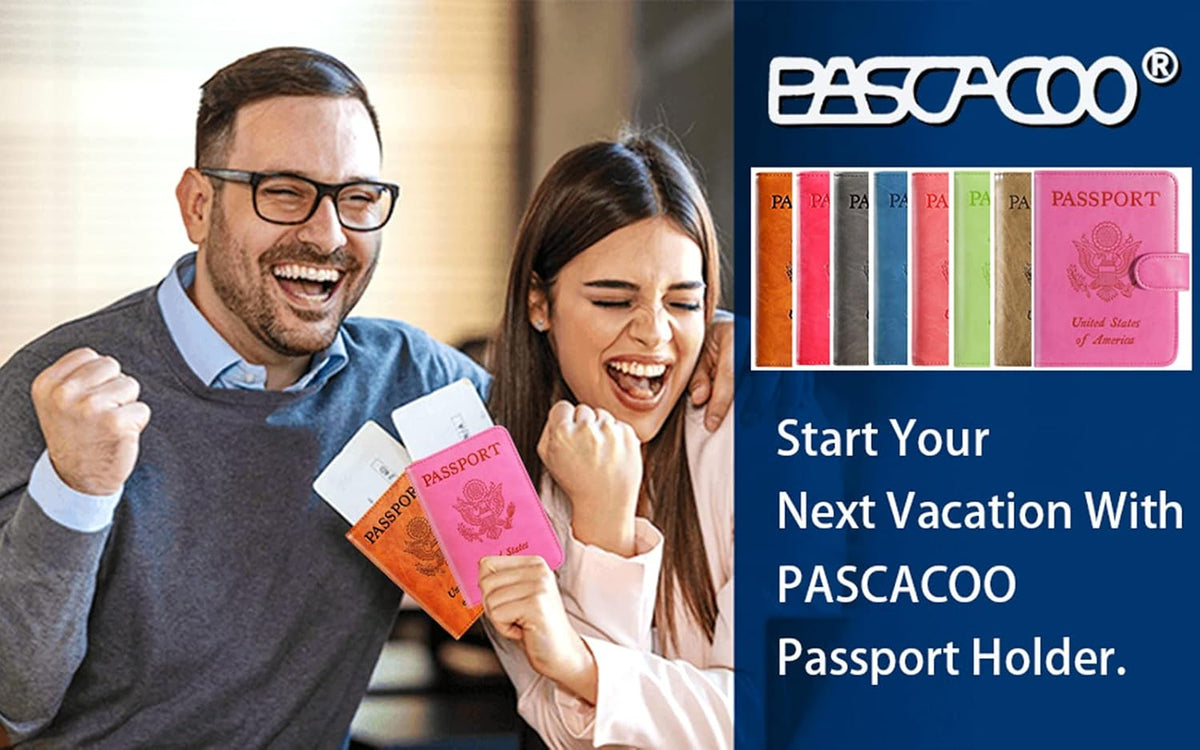 Passport Holder Cover Wallet RFID Blocking, Travel Essentials
