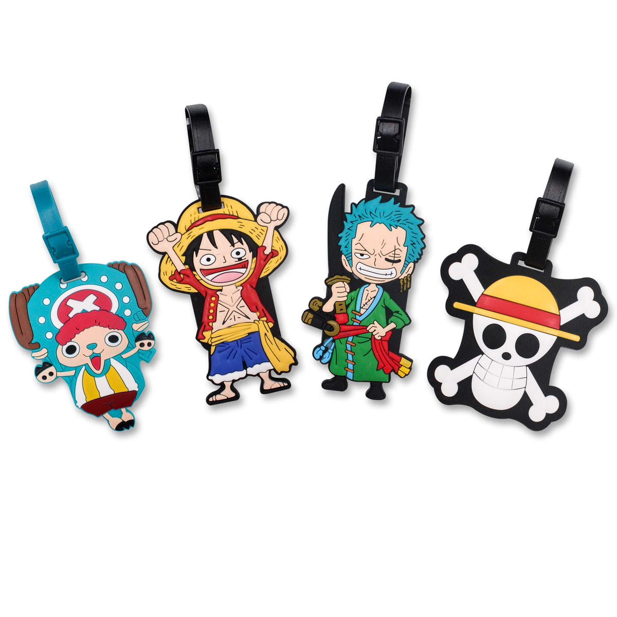 4 Pcs Set White Dog Charlie Brown Silicone Travel Luggage Baggage Identification Labels ID Tag for Bag Suitcase Plane Cruise Ships with Belt Strap