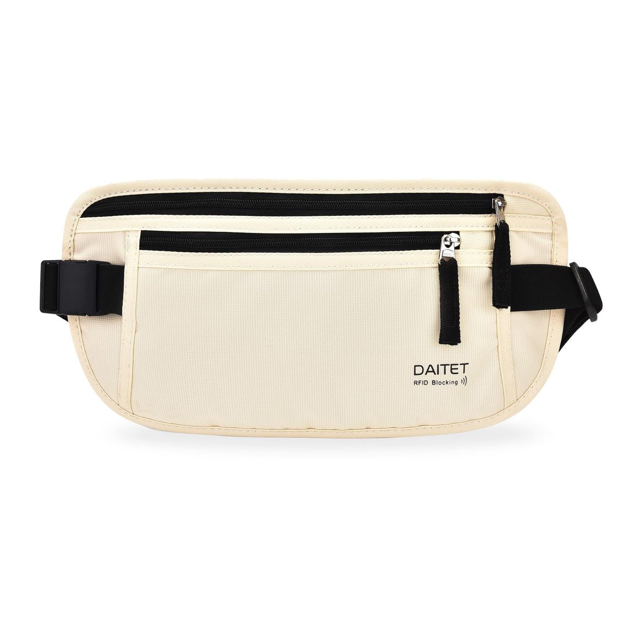 Money Belt - Passport Holder Secure Hidden Travel Wallet with RFID Blocking, Undercover Fanny Pack (Black)
