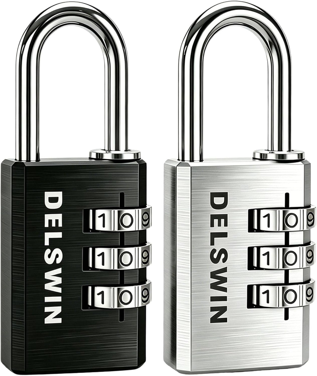 DELSWIN 3-Digit Aluminum Combination Padlock, Small Resettable Lock