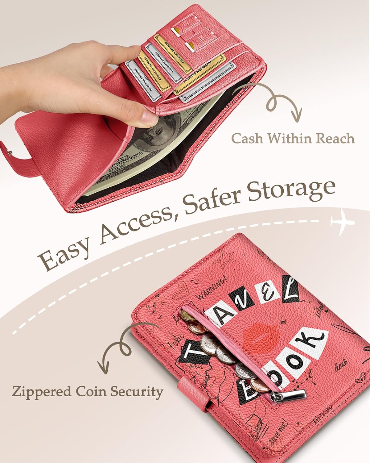 Slohif Passport Holder Cover Wallet Case for Travel Women - Leather RFID Blocking Passport Book Multiple Personalized Organizer Slim Portable Carrier Card Slots Protector Sleeve Stamp