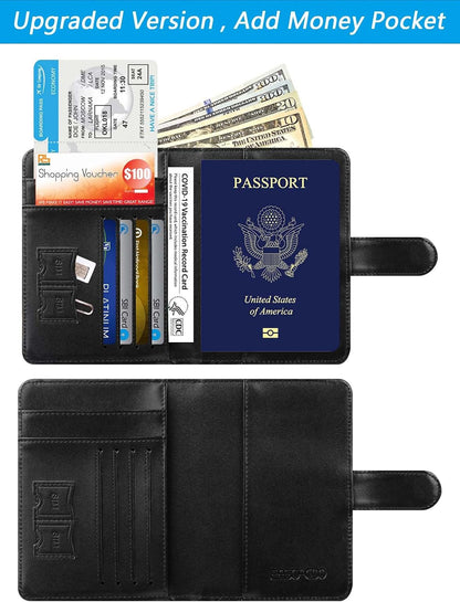Passport Holder Cover Wallet RFID Blocking, Travel Essentials