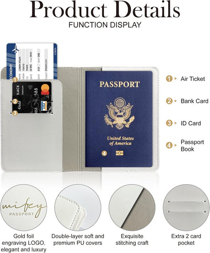 HubbyWifeyGifts Matching Passport Holder for Hubby and Wifey, PU Leather Passport Cover with RFID Blocking, Honeymoon Essentials for Travel, Engagement Gifts for Couples