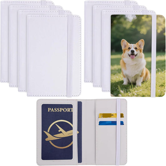 Framendino, 8 Pack Sublimation Passport Holder Covers Heat Transfer Wallet for Business Cards Black and Grey