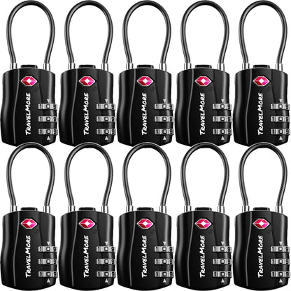 TravelMore TSA Approved Luggage Locks, Travel Combination Cable Locks