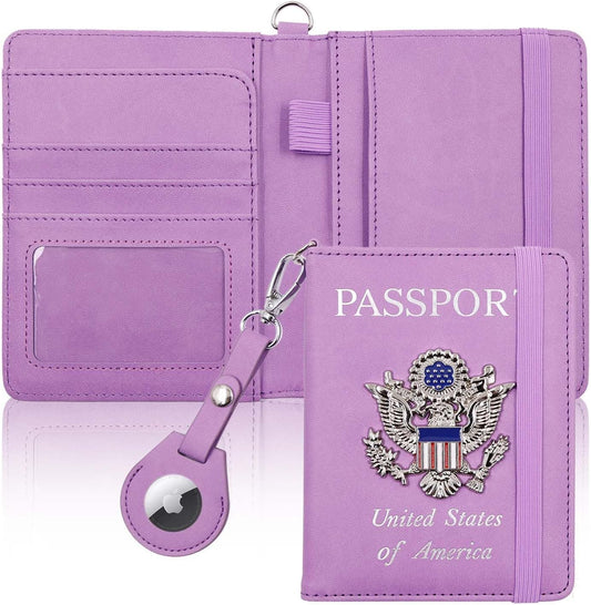 Passport Holder for Travel,Passport Cover Case with RFID (purple)